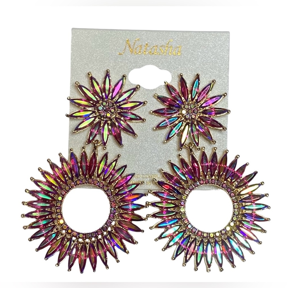Natasha Multi-color Statement Earrings - Picture 2 of 4